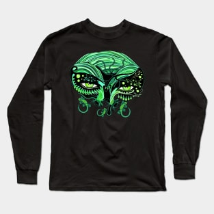 Gecko Lizard Reptile Woman Green Eyes Tattoo Style Long Sleeve T-Shirt